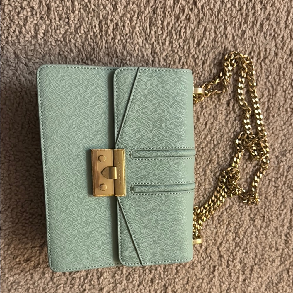 Chic Mint Crossbody Bag with Gold Chain